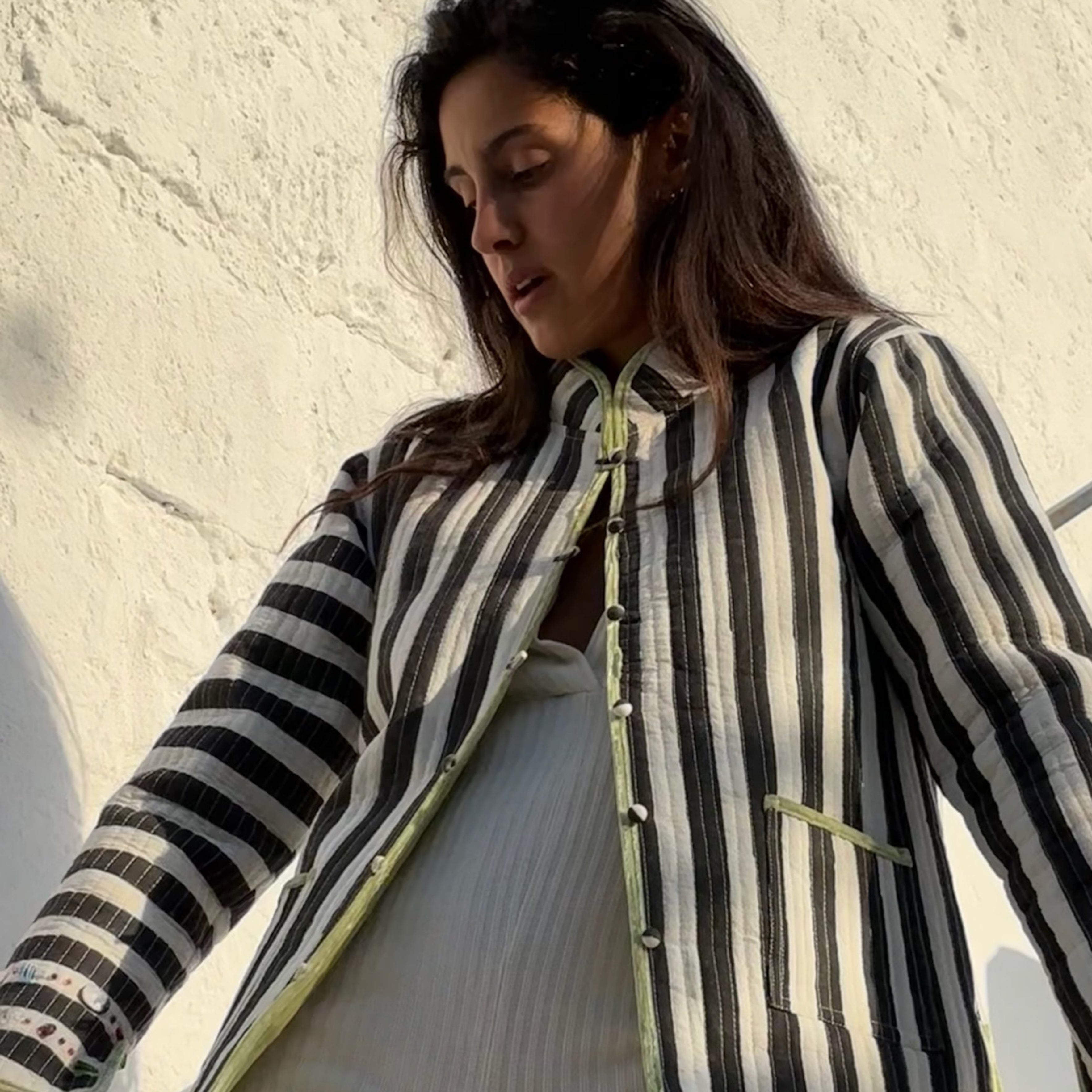 Otto Reversible Jacket in Firework Flowers & Stripes