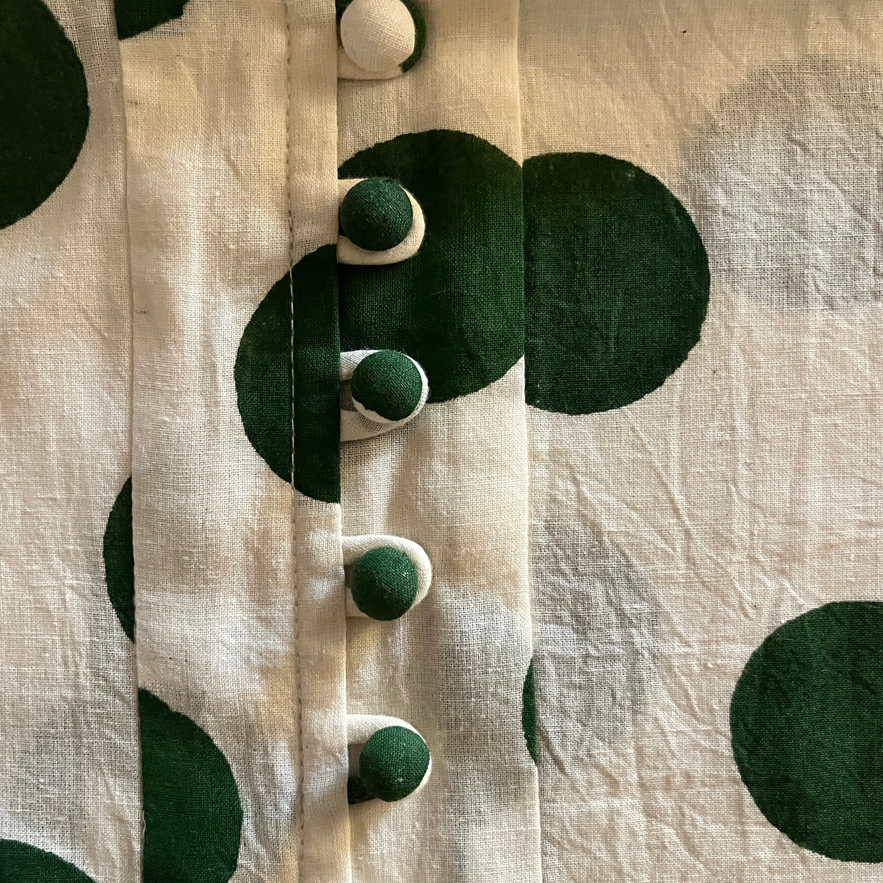 Nehru Polka Dot Dress - Green