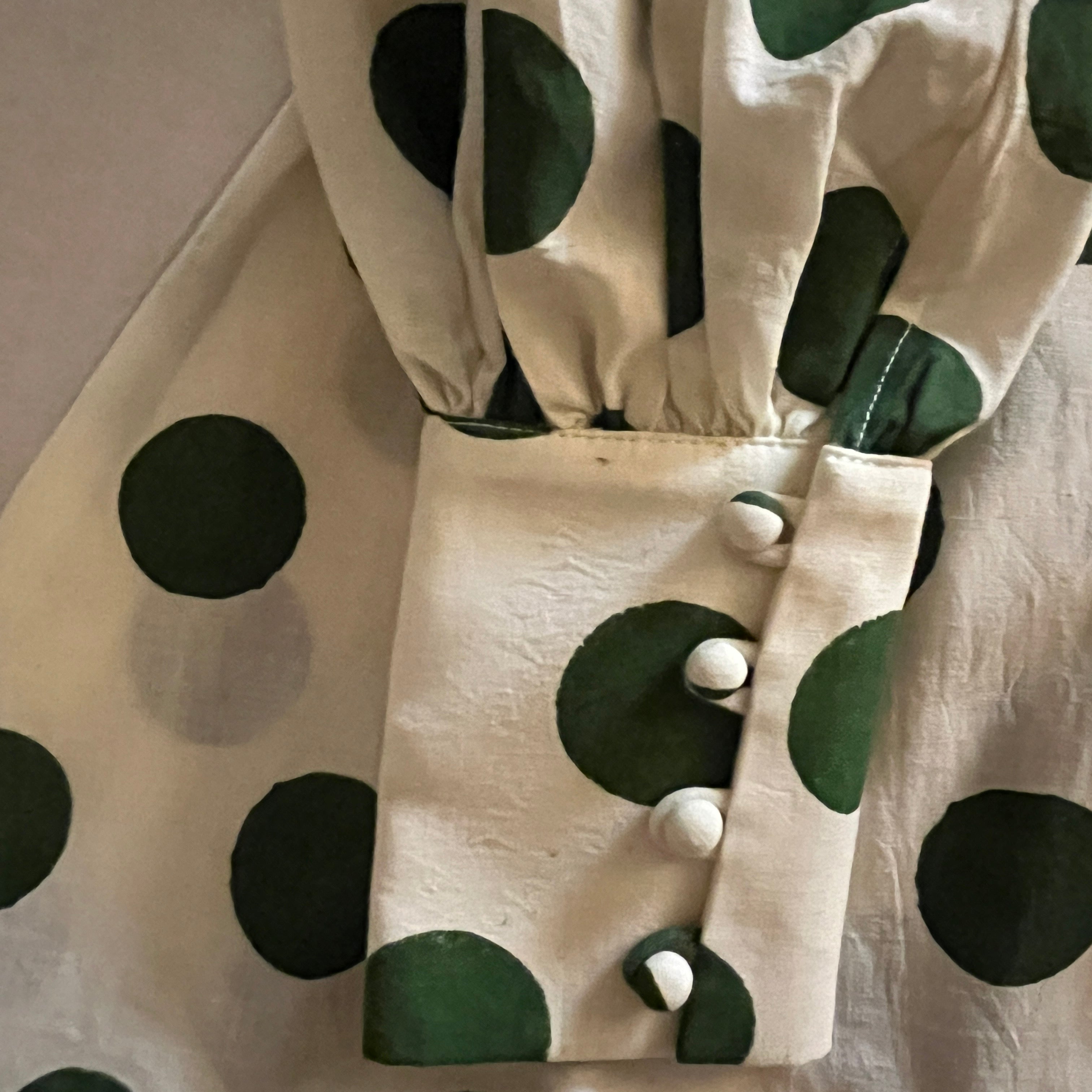 Nehru Polka Dot Dress - Green