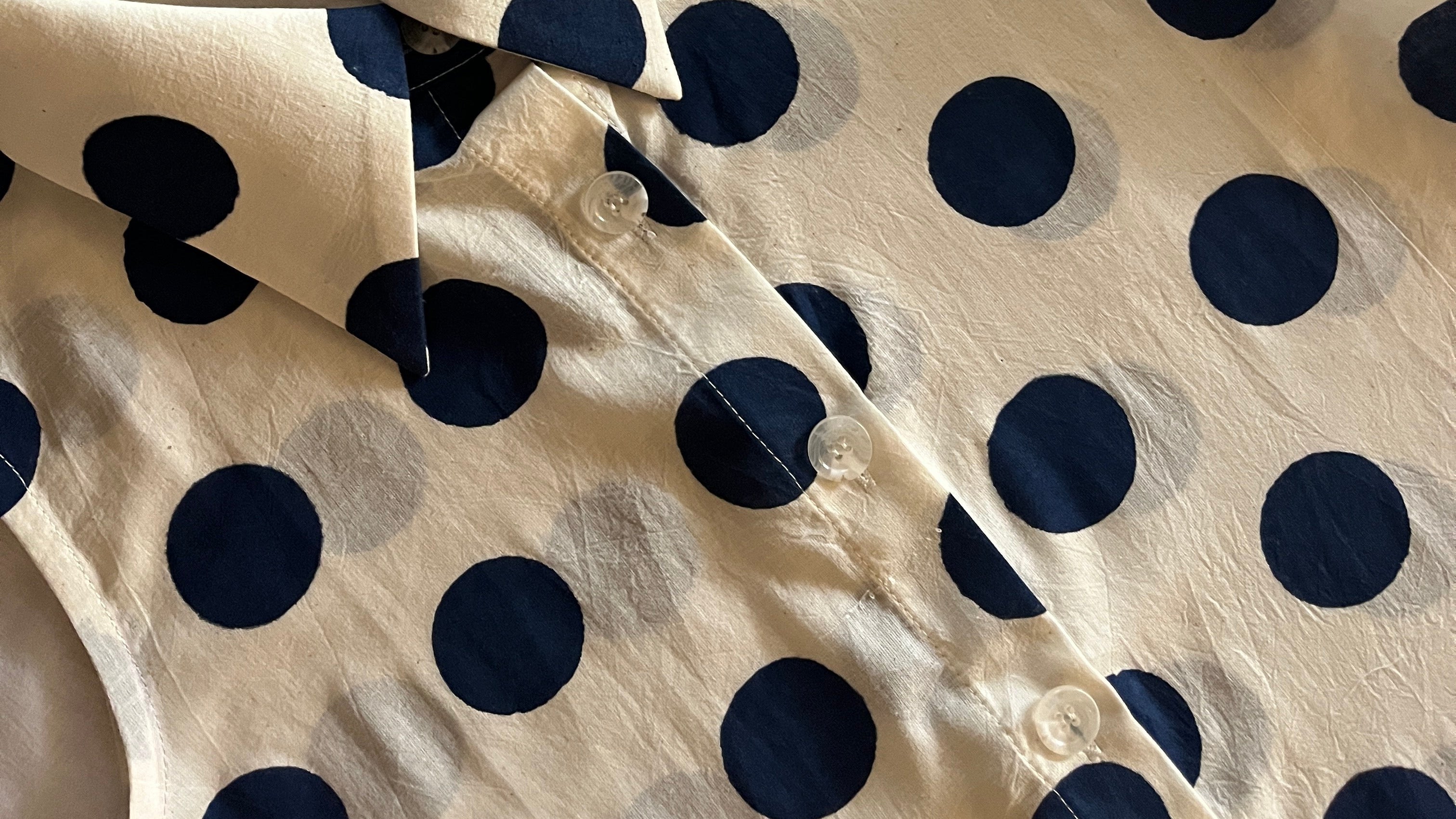 Polka Dot Button Down Shirt - Blue