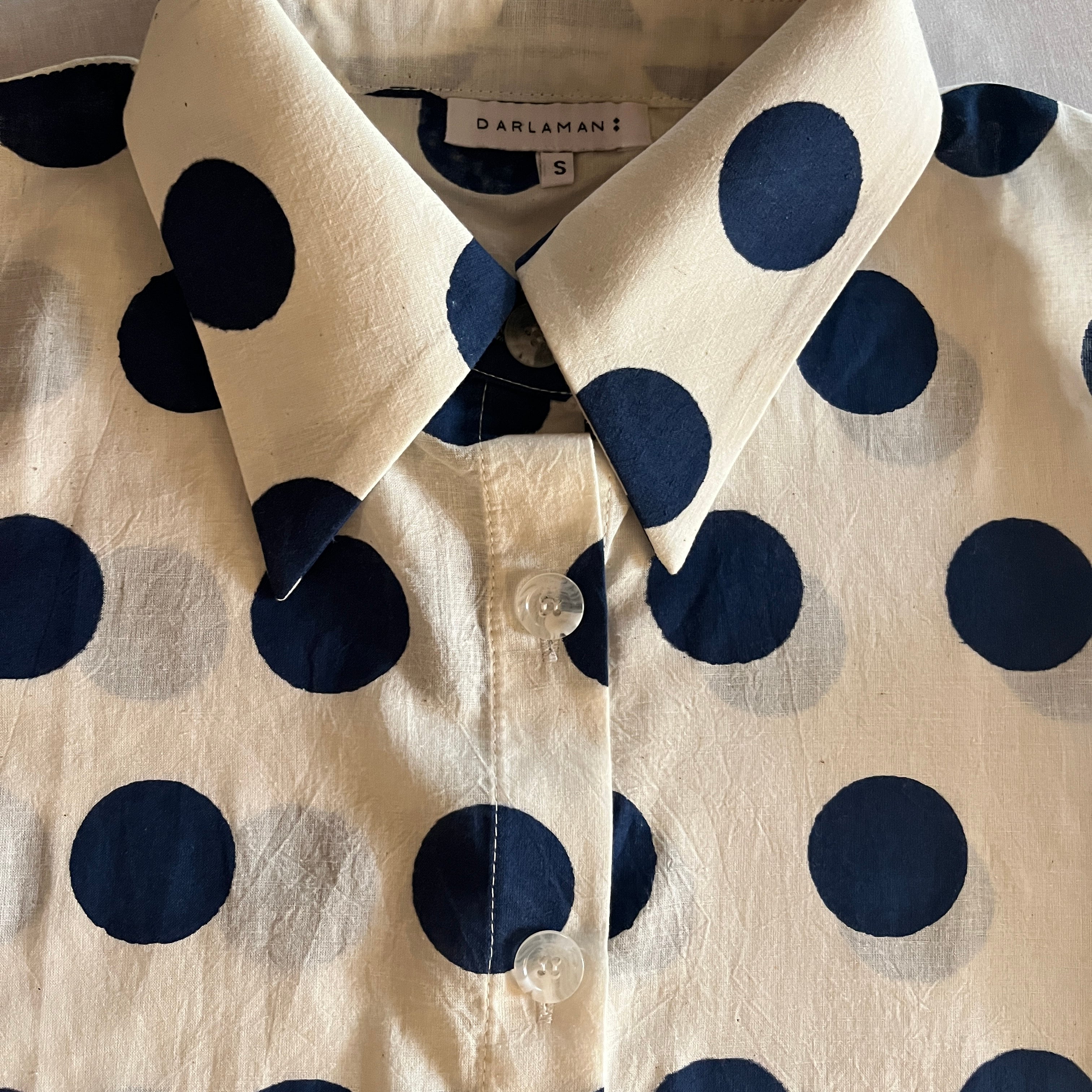 Polka Dot Button Down Shirt - Blue
