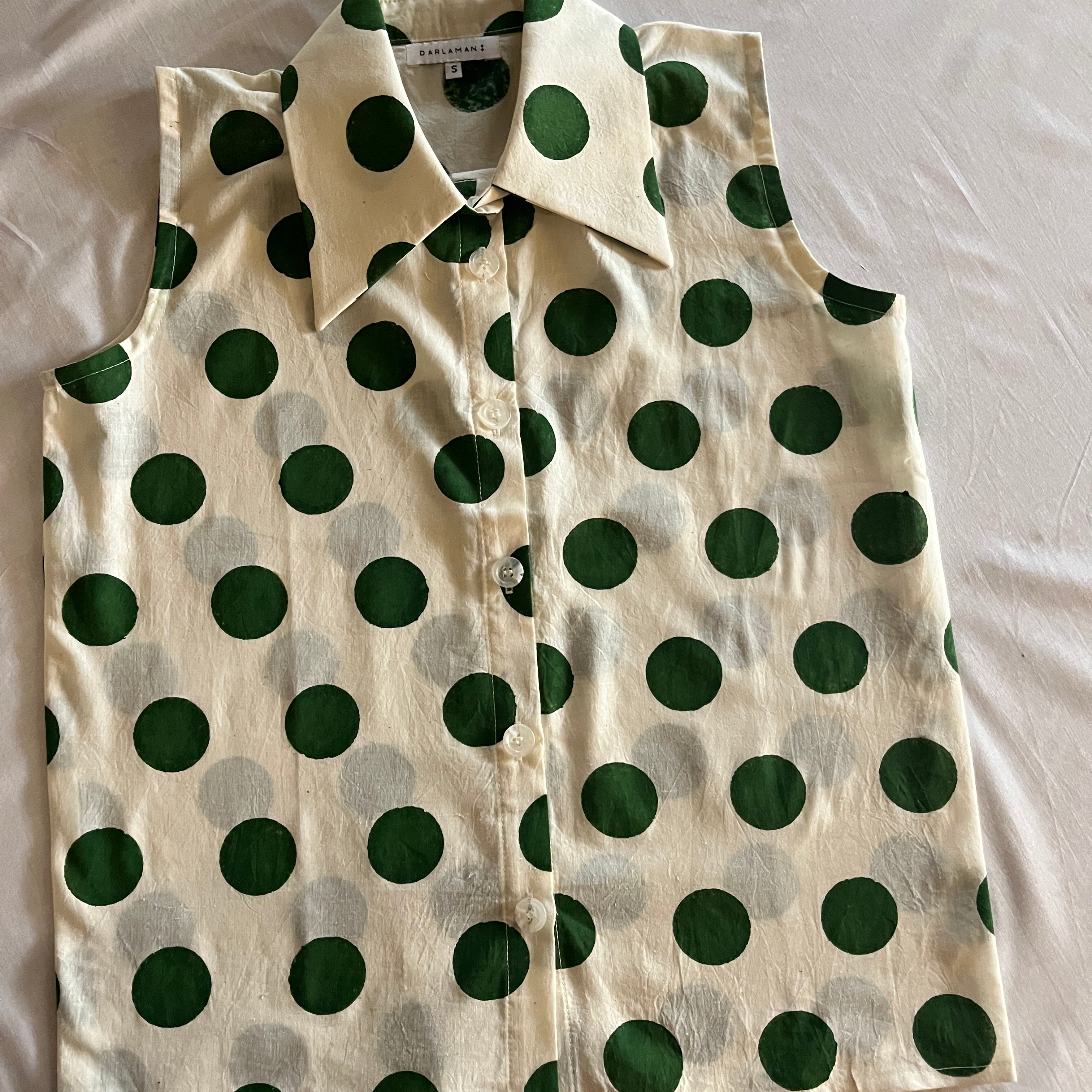 Polka Dot Button Down Shirt - Green