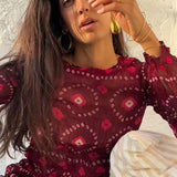 Saf Chunri Short Dress in Pink & Purple