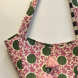 Reversible Trapezoid Bag in Leaves & Dot