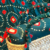 Chunri Cushion Cover in Teal & Red