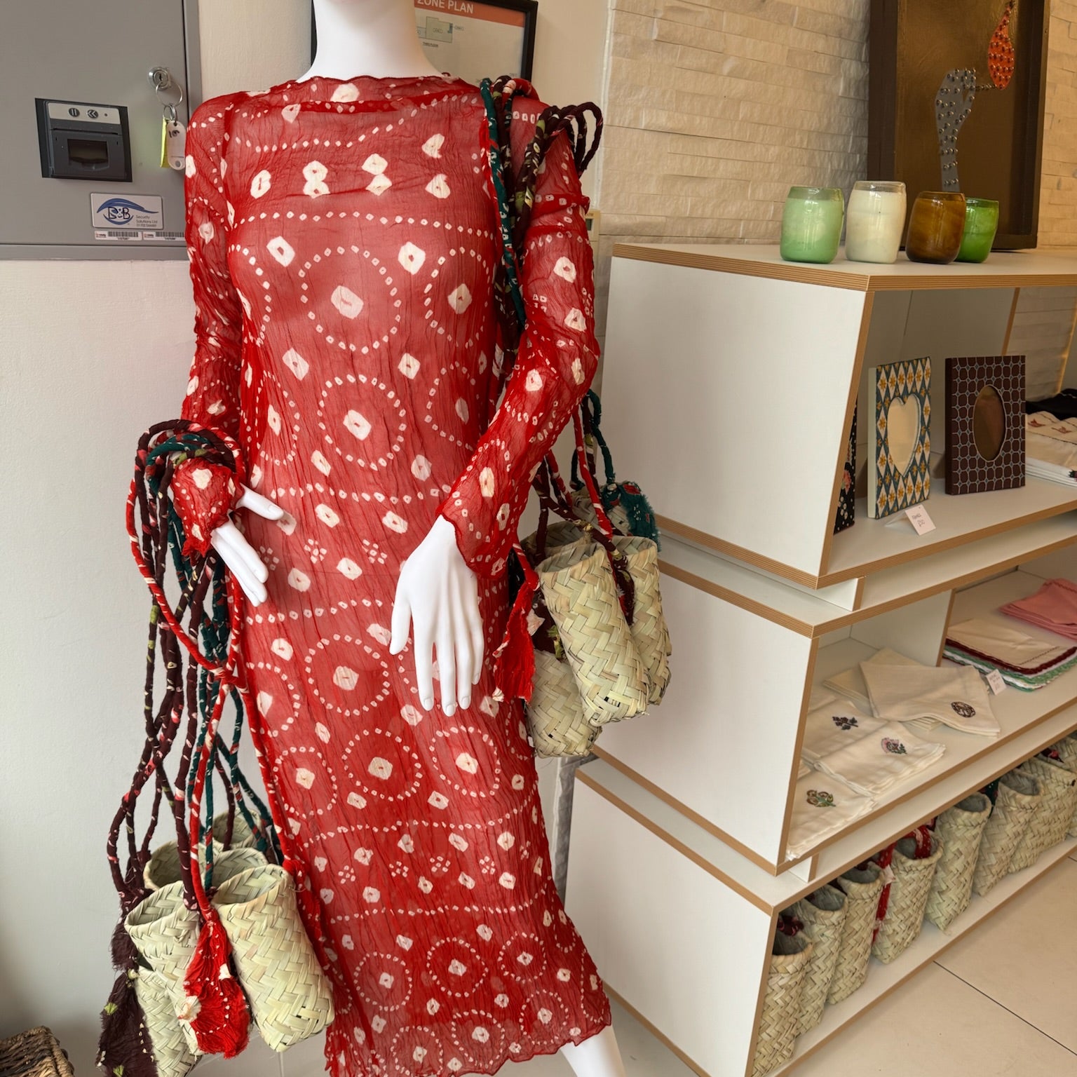 Saf Chunri Dress in Red & White - LONG