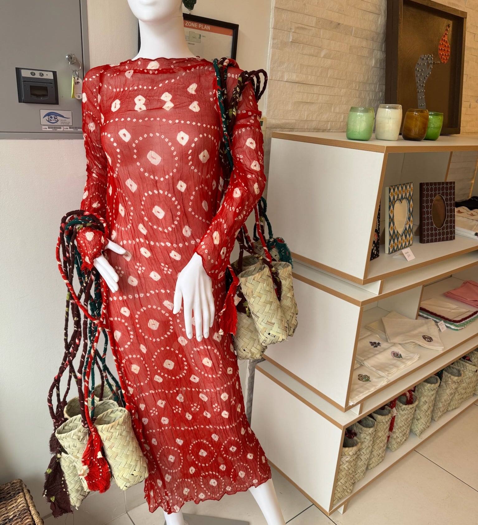 Saf Chunri Dress in Red & White - LONG