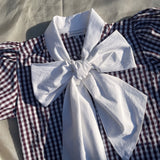 Bow Shirt in Maroon Gingham