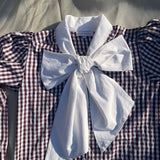 Bow Shirt in Maroon Gingham