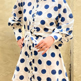 Nehru Polka Dot Dress - Blue