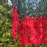 Saf Chunri Top in Green & Red