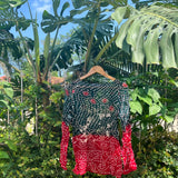 Saf Chunri Top in Green & Red
