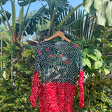 Saf Chunri Top in Green & Red
