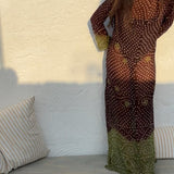 Saf Chunri Dress in Brown & Green - LONG
