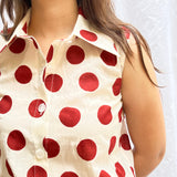 Polka Dot Button Down Shirt - Red